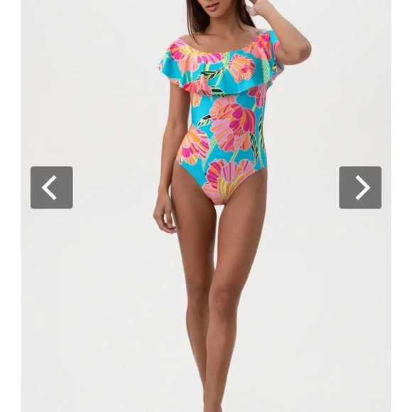 Trima Turk poppy ruffle 1pc swimsuit. - Picture 3 of 14